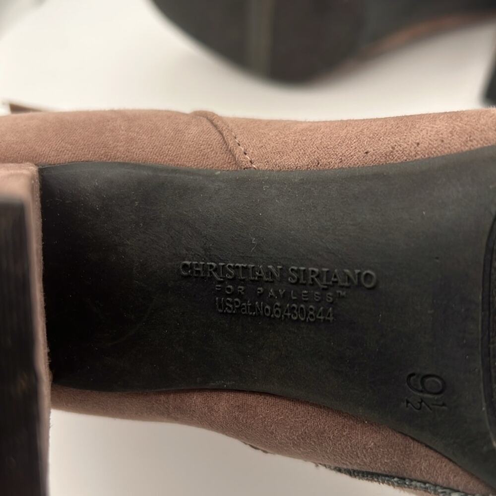 Christian Siriano taupe tan suede heel boots buckle zipper 9.5 - Picture 8 of 9